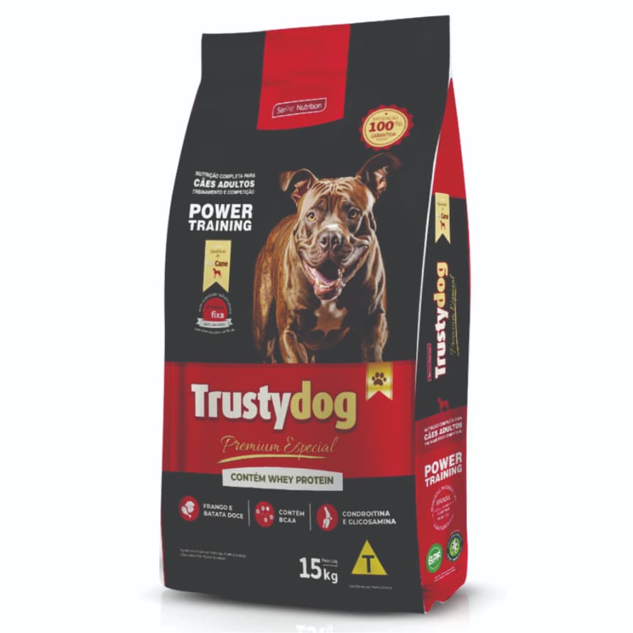 Ração Cachorro Power Training Seara Trustydog Frango e Batata Doce Adulto 26% Proteína Animal, Whey, BCAA