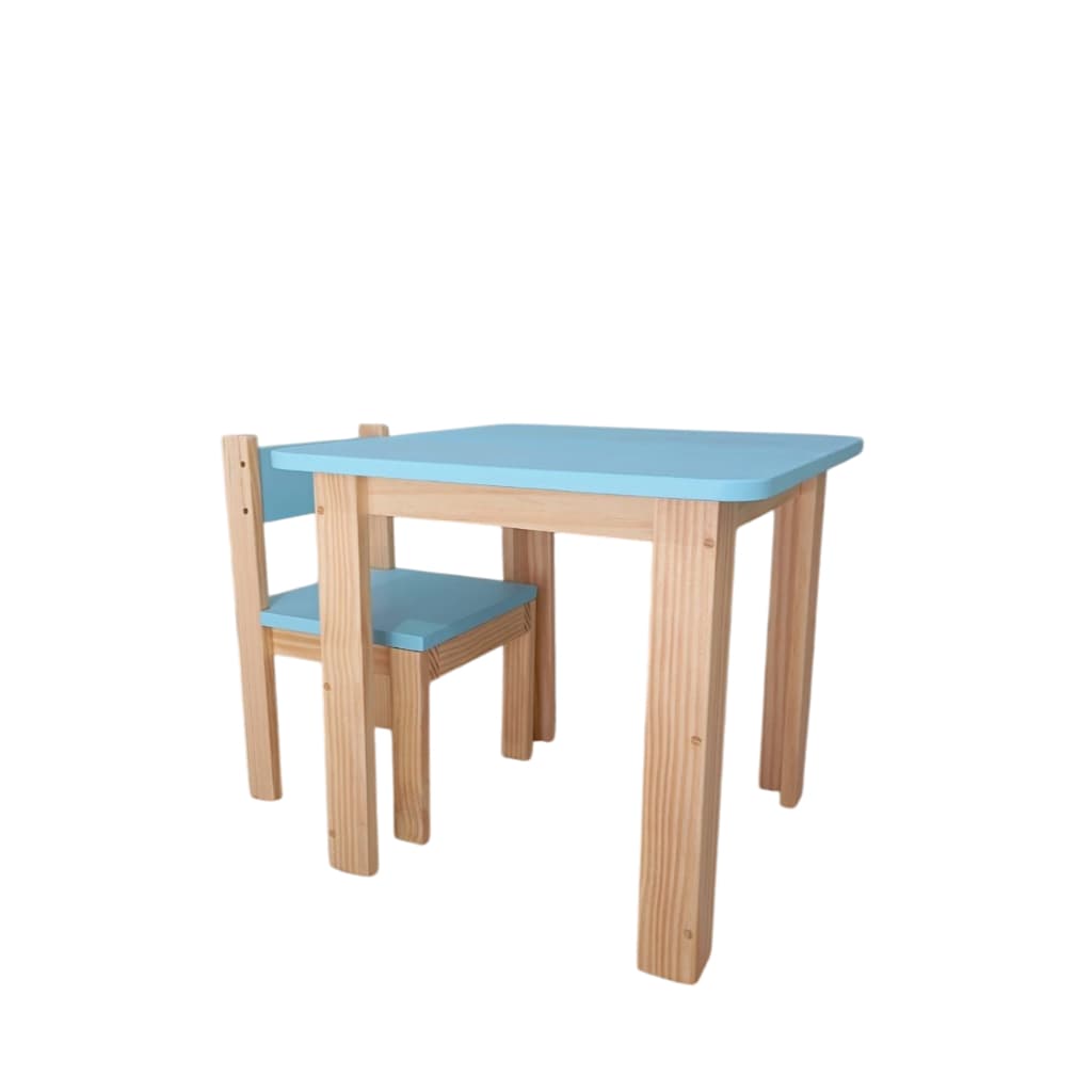 Mesa com cadeirinha infantil- resistente- em madeira AD KIDS- cor AZUL