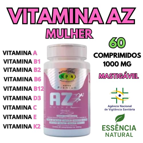 Vitamina AZ Mulher Multivitamínico Suplemento Alimentar Comprimido Mastigável