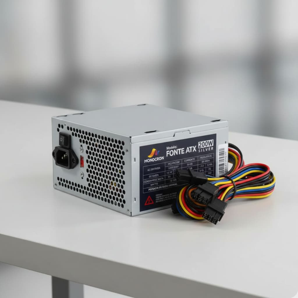 Fonte ATX com CABO 200W MONOCRON Computador Desktop Energia Escritório Produto Premium Computador