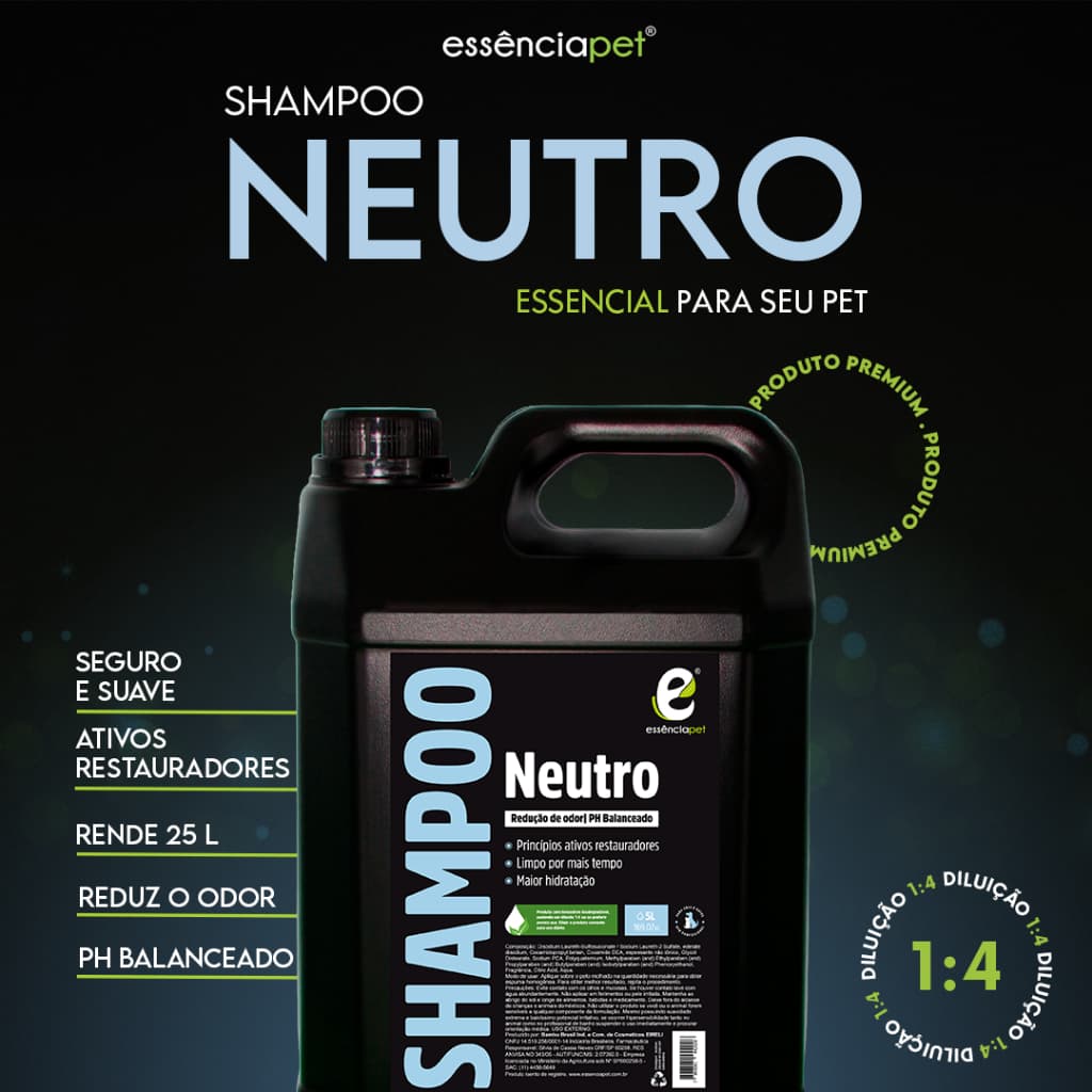 Shampoo Essência Pet Neutro (galão 5 litros) (para cães e gatos)