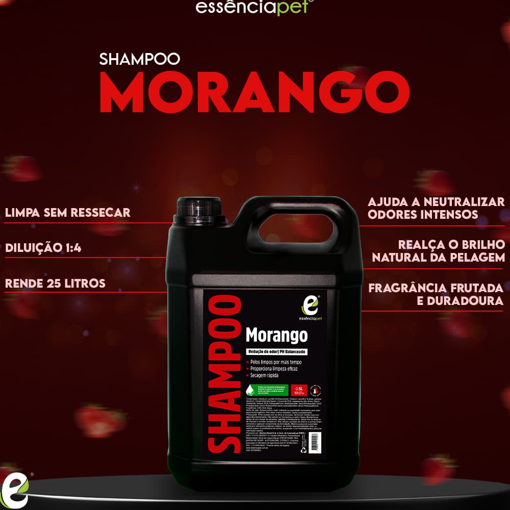 Shampoo  Neutro Morango Essência Pet 5L (para cães e gatos)