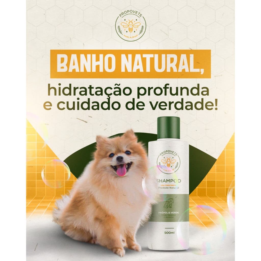 Shampoo Pet de Própolis Verde Natural Propovets 500ml (para cães e gatos)