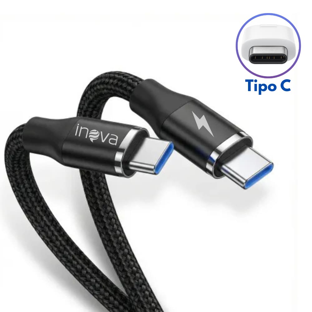 Cabo Tipo C - Tipo C Inova 65W Turbo Dois Lados | Carga Rápida, Resistente e Antiquebra | Cabo USB-C