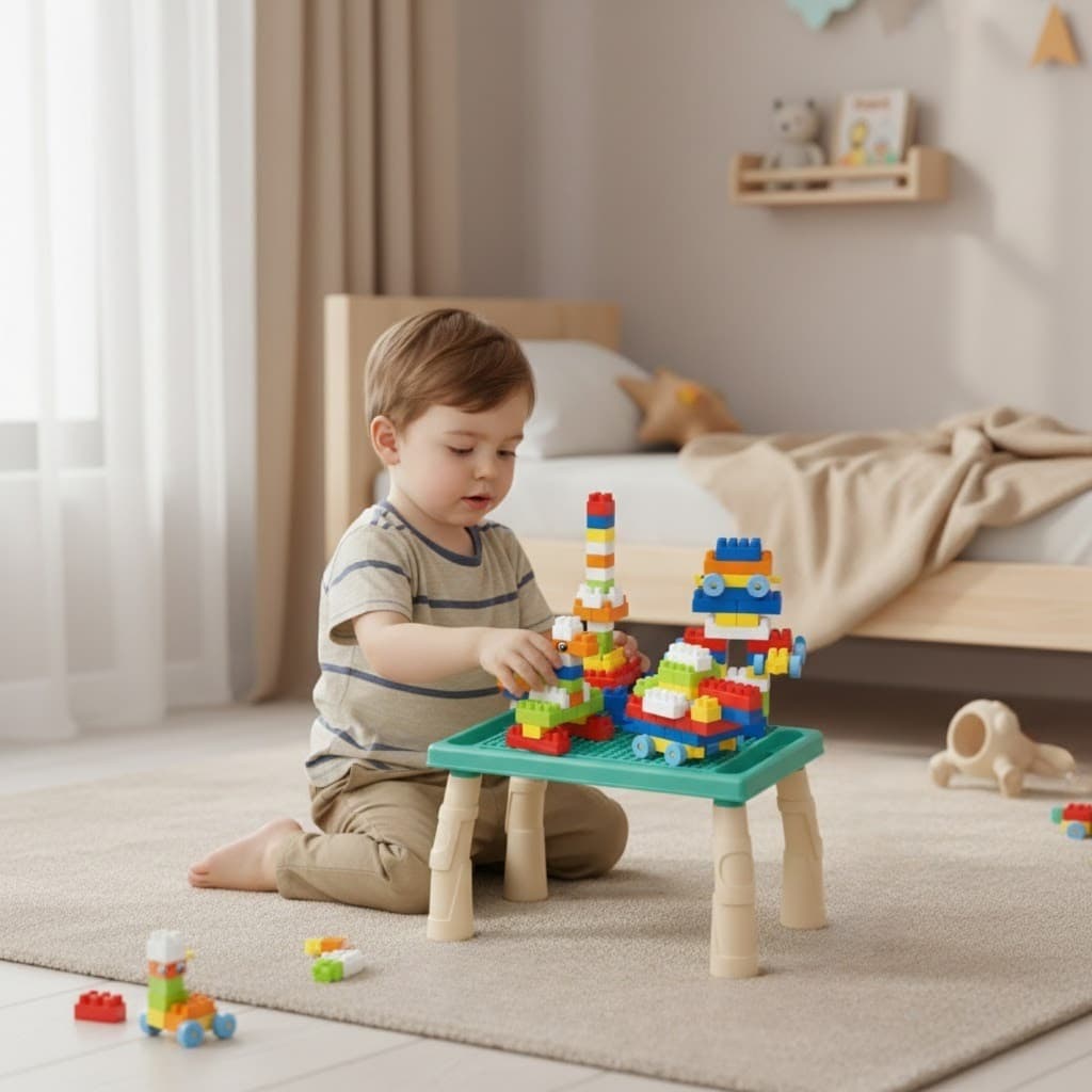Mesa Mesinha Infantil Educativo 100 Blocos de Montar