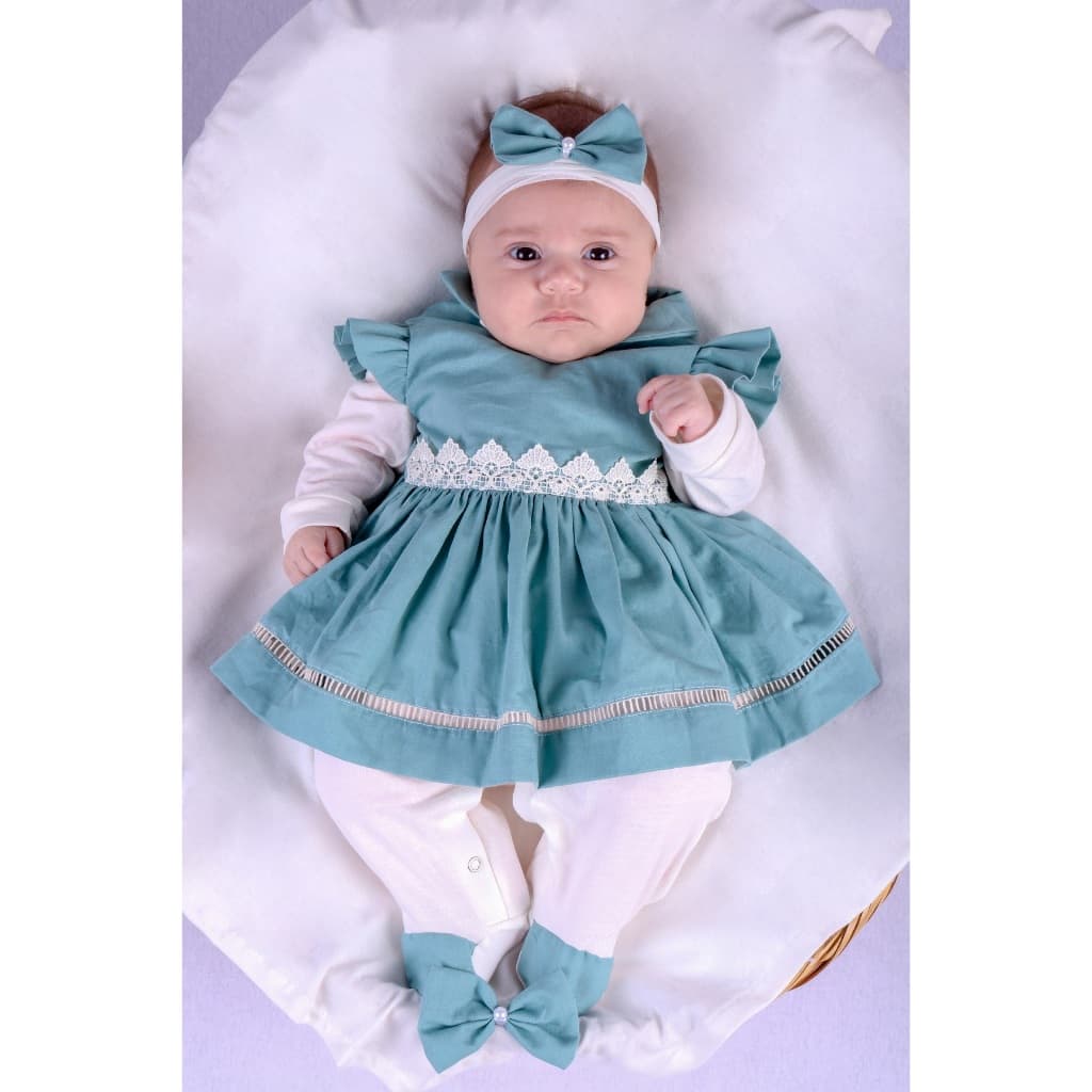 Saída Maternidade Menina Alice Verde Roupa de Bebê Menina