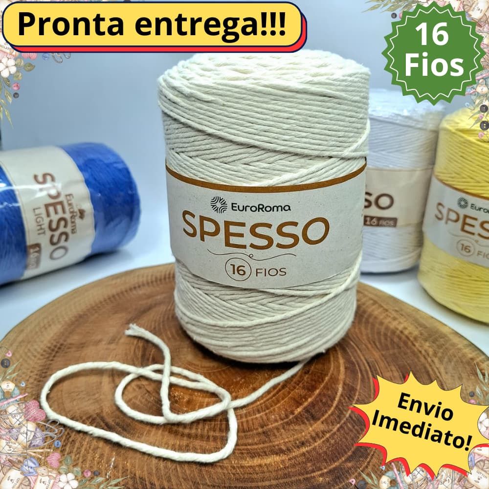 Barbante Euroroma Spesso Light 16 Fios para Crochê Tricô e Macramê