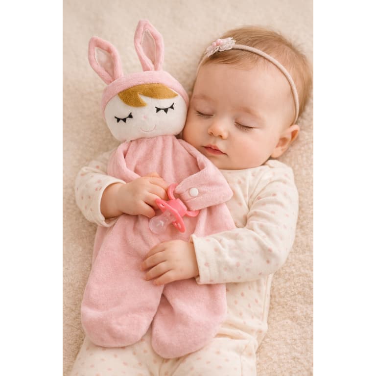 Naninha Paninho Bebê Neném Plush Antialérgica Bonequinha com Prendedor Chupeta