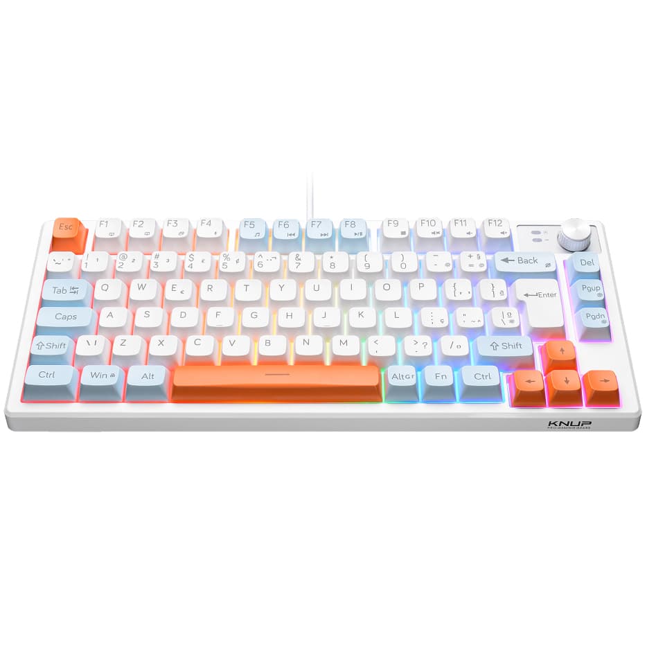 Teclado Iluminação Três Combinações de Cores RGB LED Luminoso Branco Com Fio Semi Mecânico