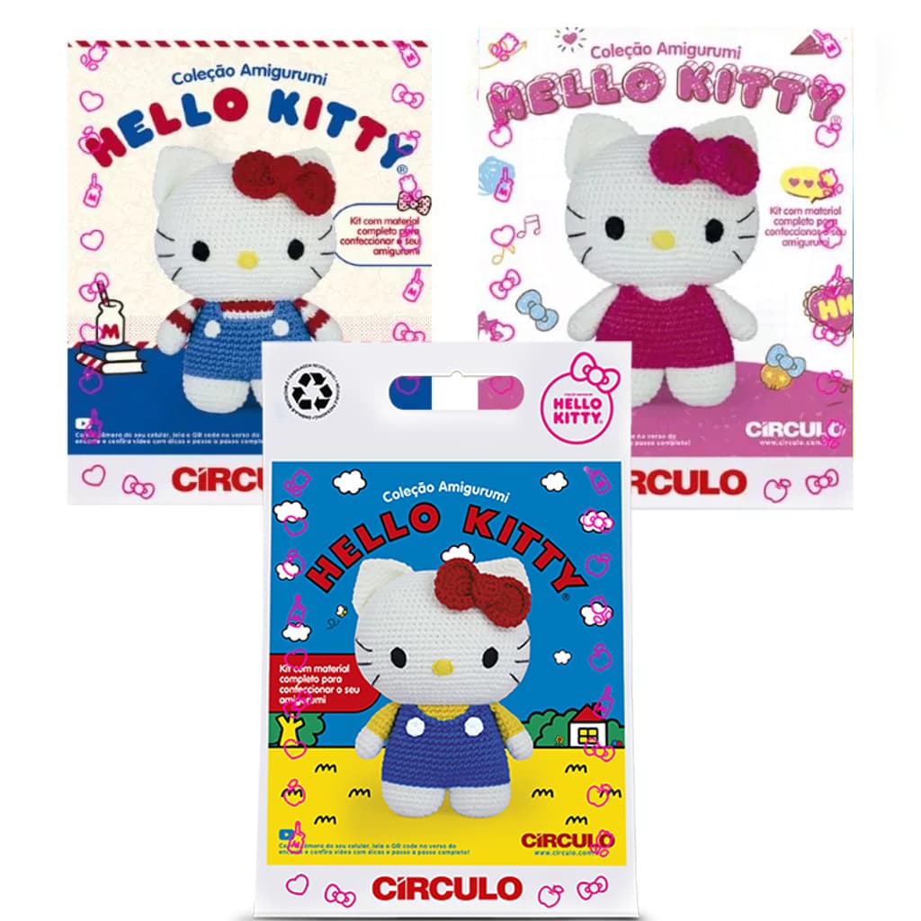 Kit Amigurumi Hello Kitty Crochê Completo – Material para Boneco Artesanal