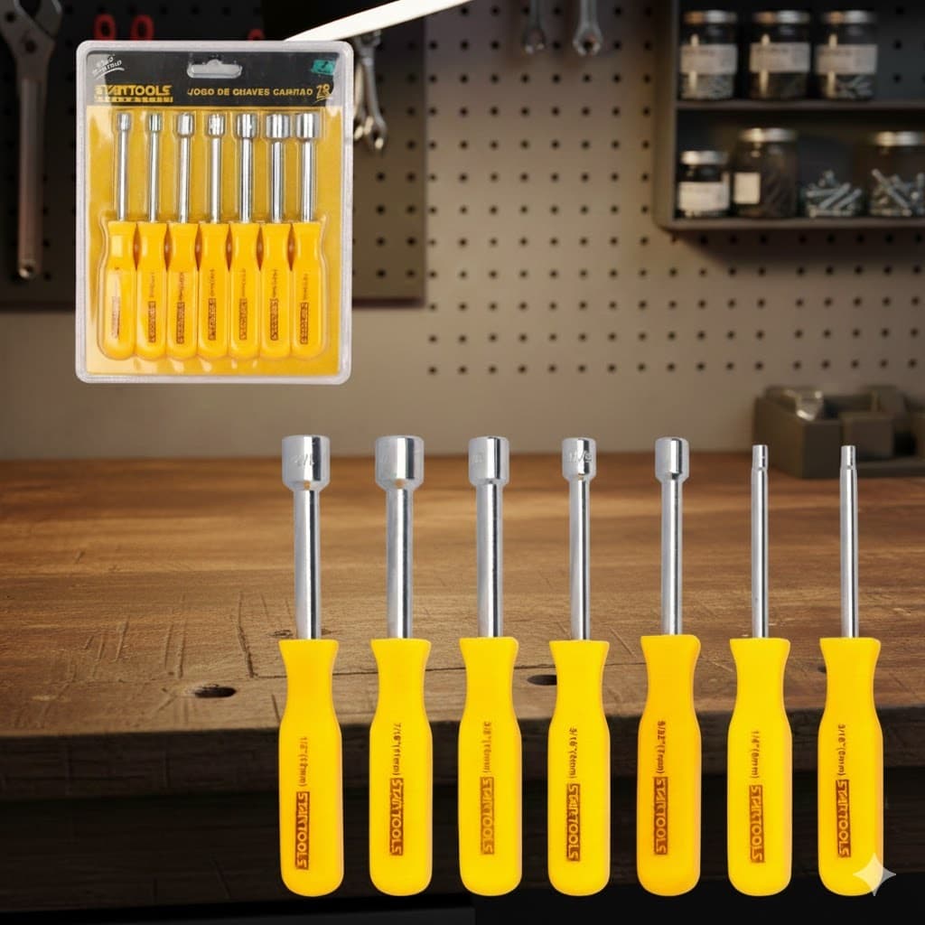Kit Ferramentas Chaves Canhão 7 Peças 70mm - Resistente e Completo - Manutenção e Reparos
