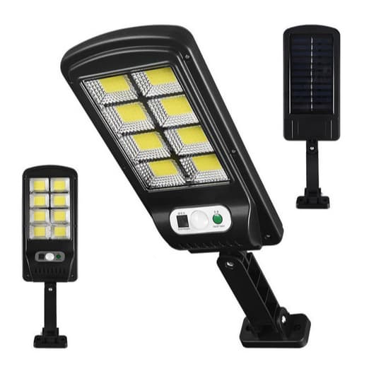 Luminária Solar Poste Rua Refletor Sensor Movimento Com controle 9 Led