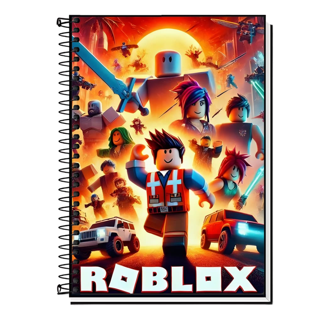 Caderno Gamer Roblox | Mundo Gamer | Infantil | Capa Dura & Espiral – 1,10,15 ou 20 Matérias | Volta às Aulas
