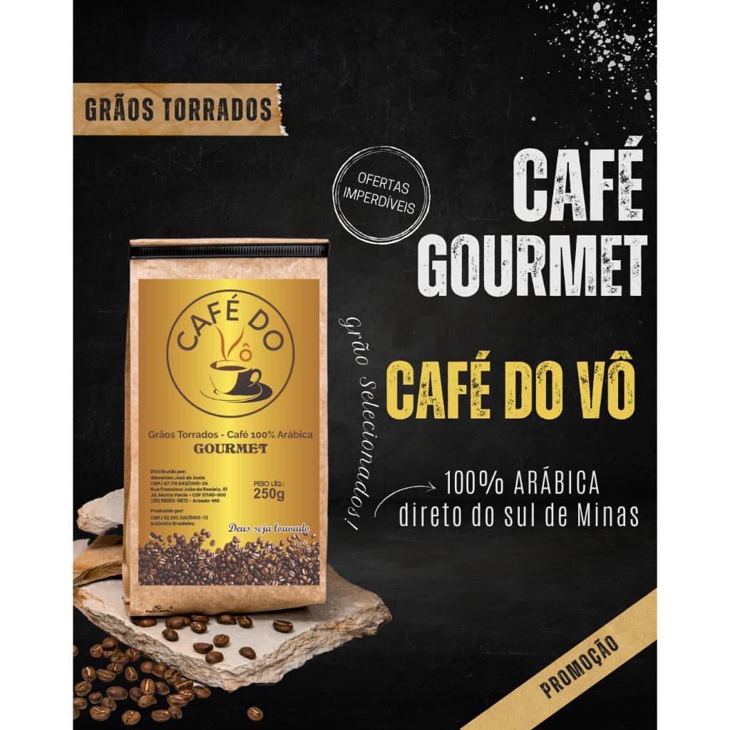 Café em Grãos Gourmet| torra Média 100% Arábica Grãos selecionados- Café do Vô