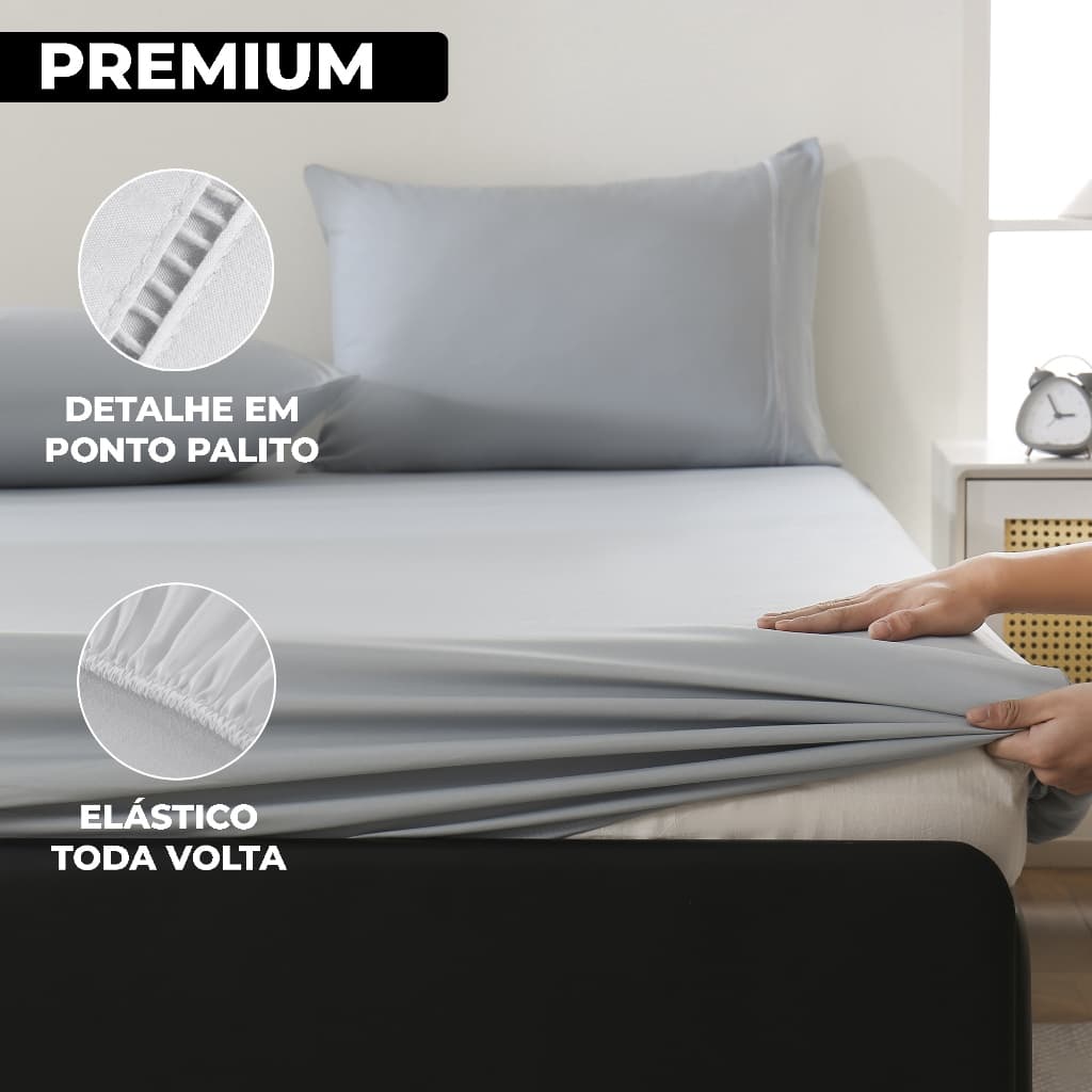 Jogo de Lençol Percal 400 Fios Premium 3 e 2 Peças Macio Solteiro Casal Queen King Ponto Palito