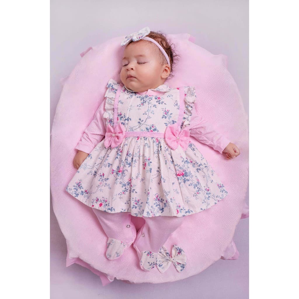 Saída Maternidade Menina Duda Rosa 04 Peças Roupa de Bebê Menina