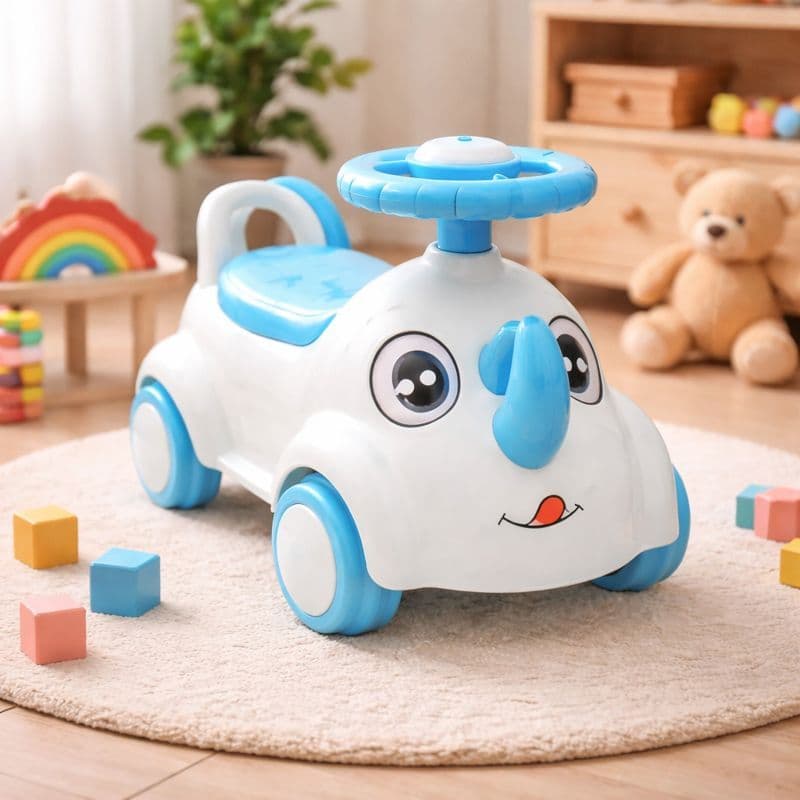 Andador Infantil Rinoceronte Azul Musical Seguro Estímulo Desenvolvimento Bebê Criança
