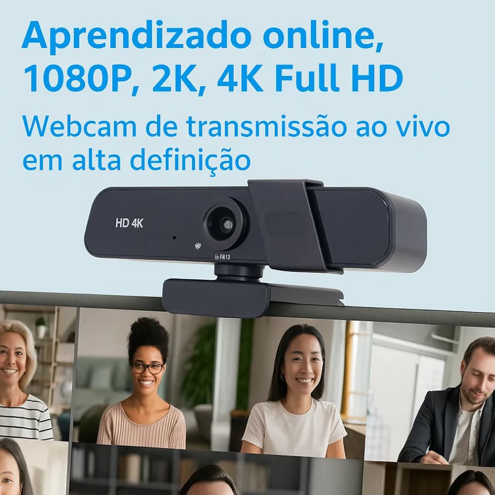 Camera Webcam 4K Full HD Camêra Alta Resolução 3840x2160p Usb 2.0 Com Tampa De Privacidade