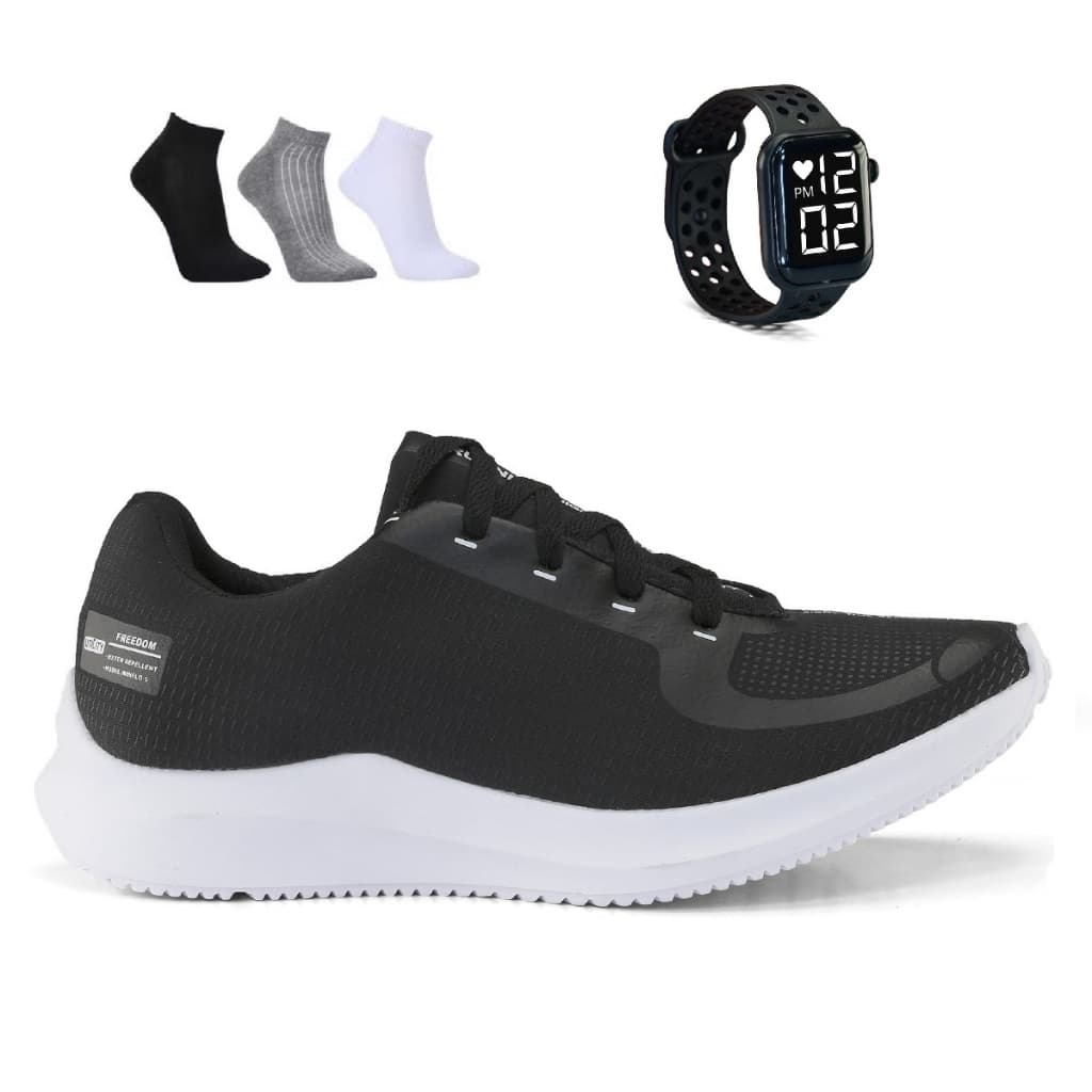 Tenis Masculino e Feminino + Relogio + Meia Esportivo Corrida Treino Versatil Sola Macio Tenis Respiravel Super leve