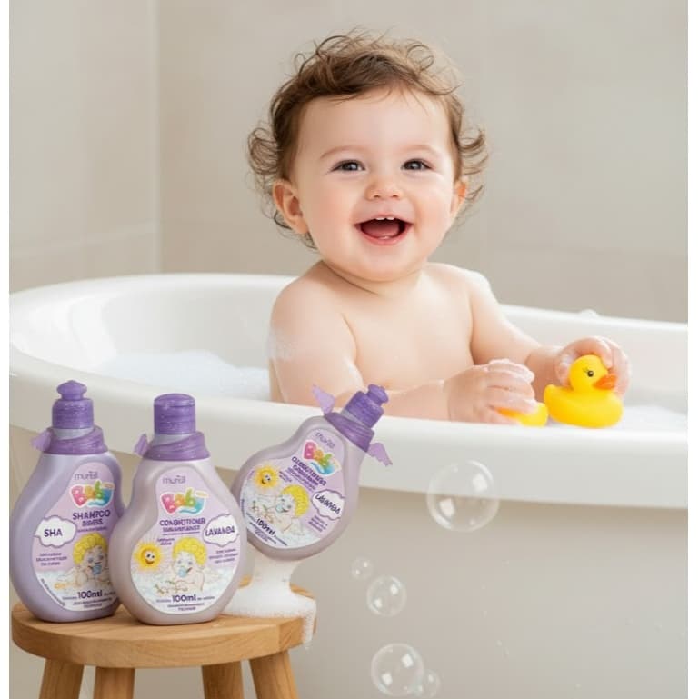 kit Muriel Baby Lavanda 100ml. Shampoo + Condicionador + sabonete Líquido + Creme de Pentear+ Hidratante + Óleo Infantil