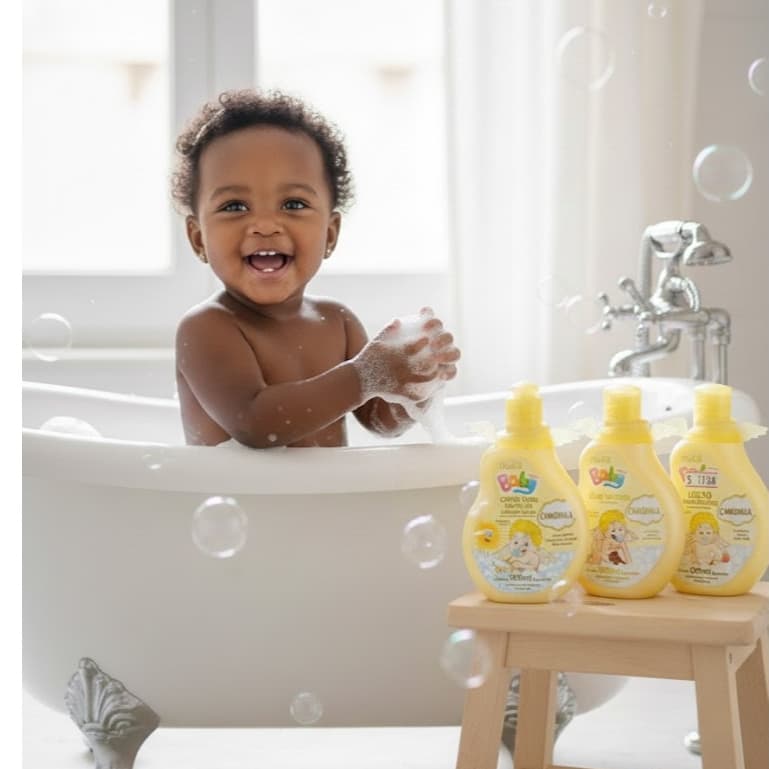 kit Muriel Baby Camomil 100ml. Shampoo + Condicionador + sabonete Líquido + Creme de Pentear+ Hidratante + Óleo Infantil
