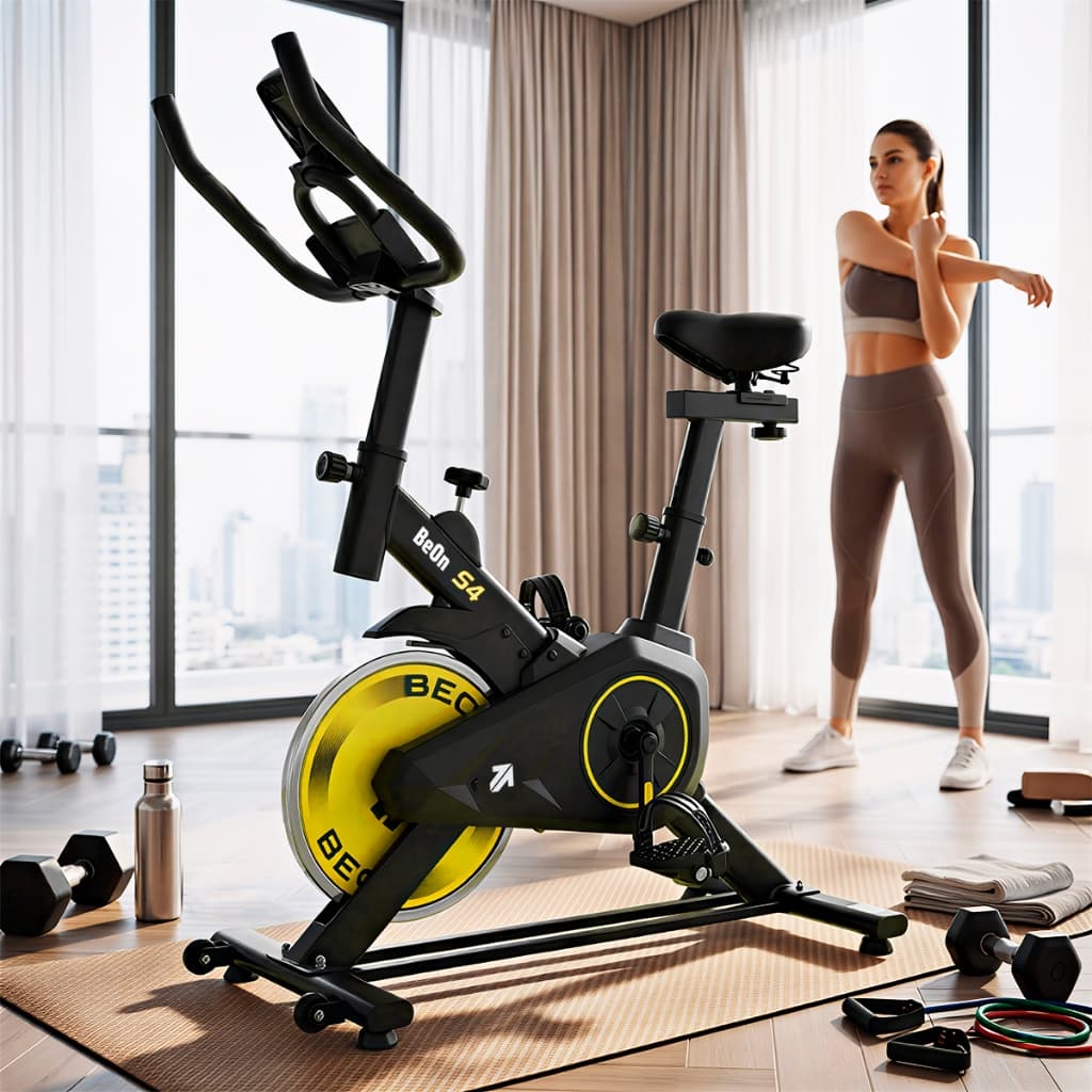BICICLETA ERGOMÉTRICA SPINNING BIKE FITNESS S4 BEON AMARELO
