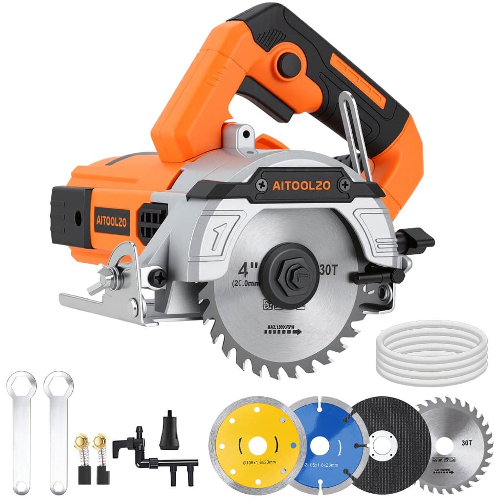 Cortador De Mármore Elétrico Profissional 1300W Para Cerâmica Com Corte 45 Potente e Precisa+ Lâminas AITOOLZO