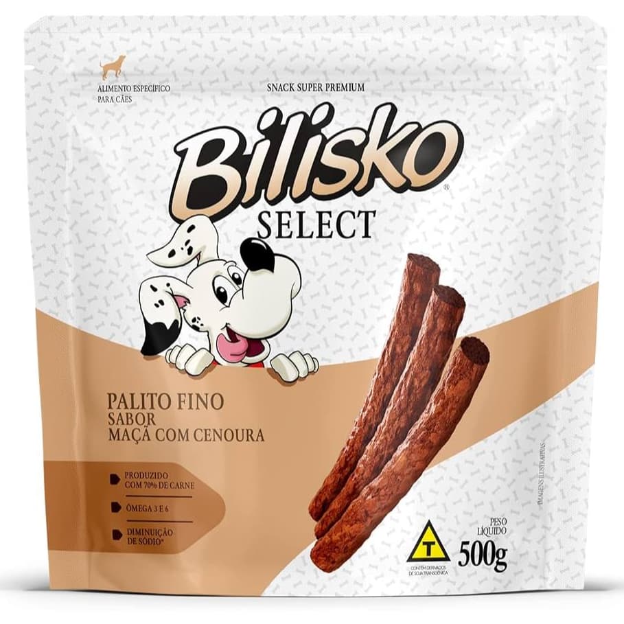 Palito Fino Bilisko Cães Maçã e Cenoura 500g Petisco Saudável Snack Vegano Original