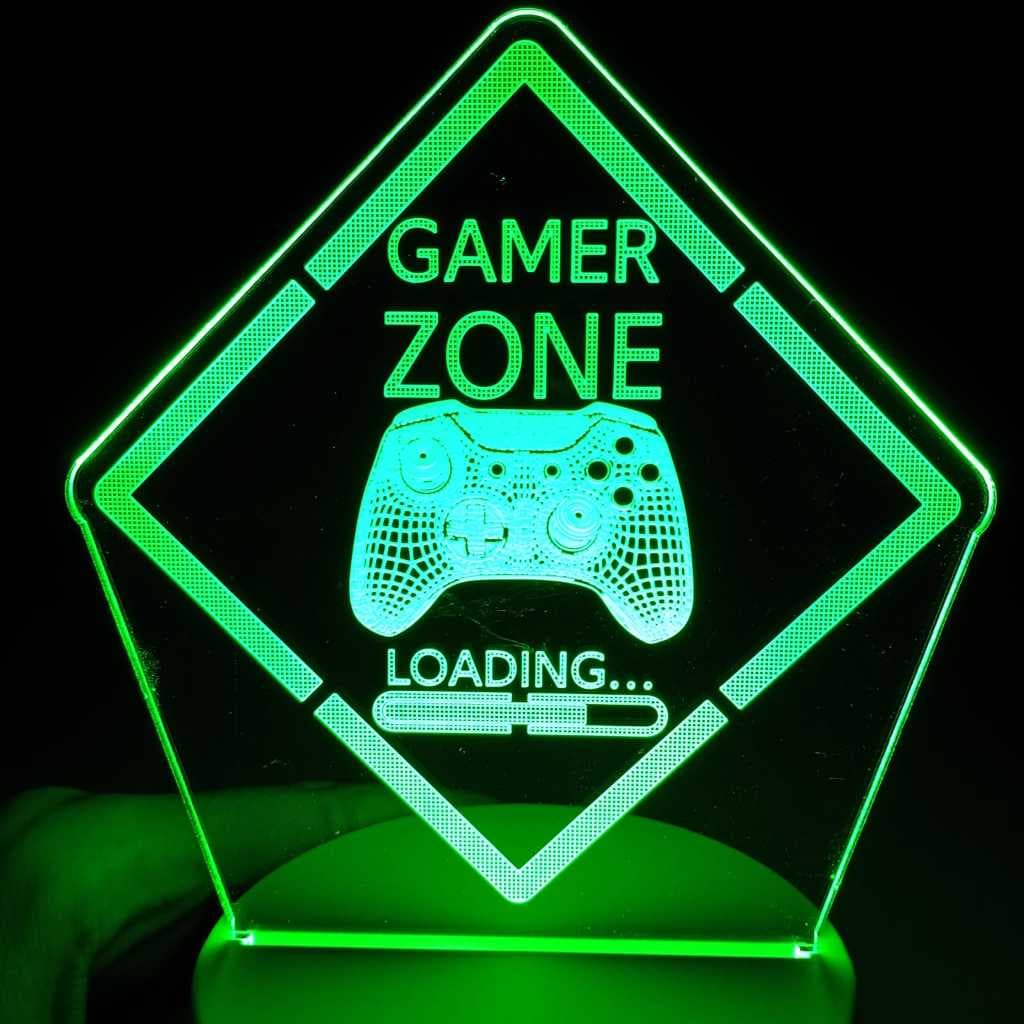 Abajur Luminária Gamer Zone Ac0272 Controle Xbox Game Led 3D Luz Noturna Presente Criativo Decoração Quarto jovem menino