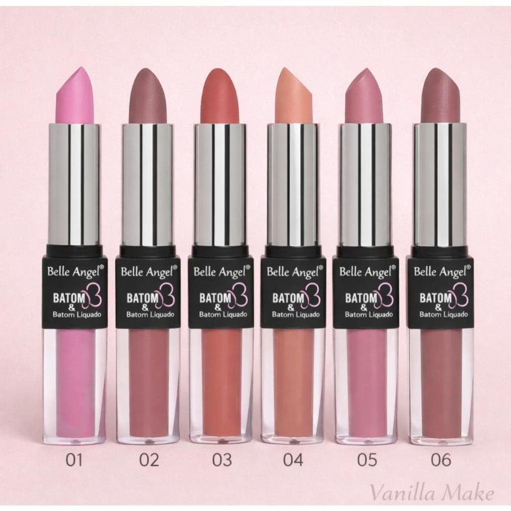 Batom 2 em 1 Belle Angel Batom Bala + Batom Líquido Matte Longa Duração