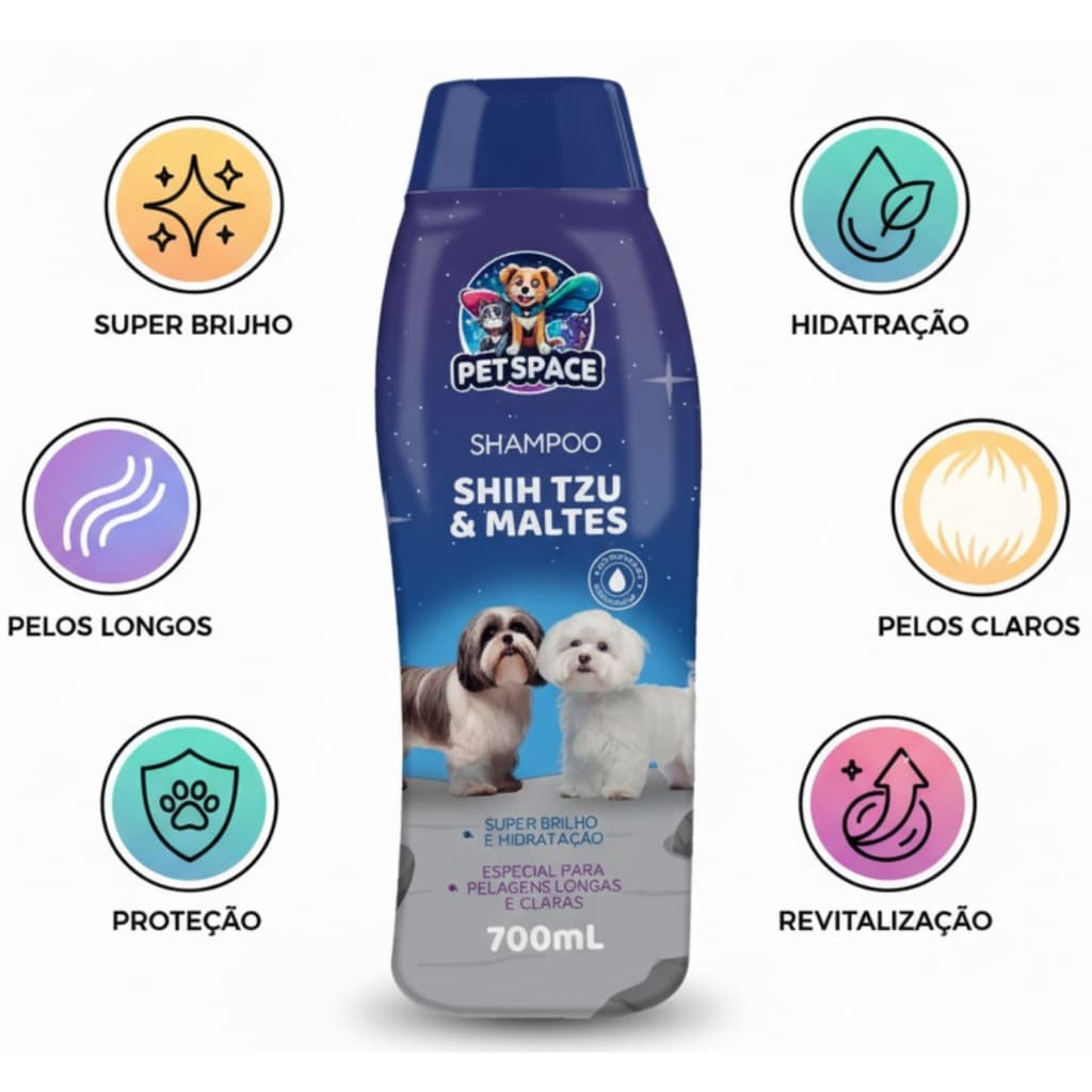 Shampoo para Cachorro Raças Maltes e Shih-Tzu PET SPACE 700ml - ENVIO IMEDIAATO