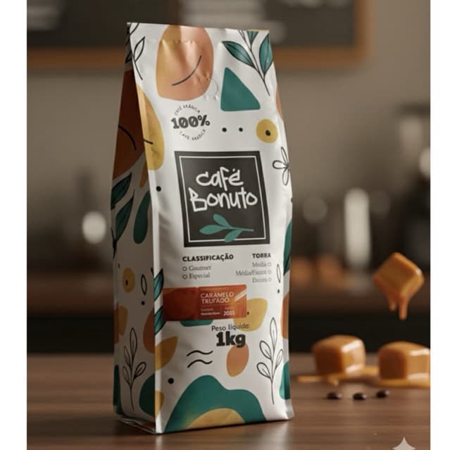 1kg - Café em Grãos Aromatizado - Caramelo ou Chocolate