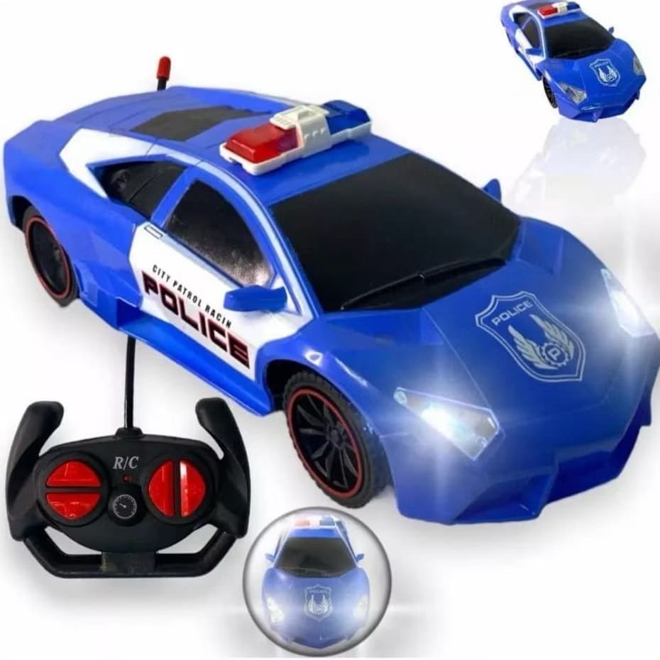 Carrinho Controle Remoto Presente Menino Polícia 1:20