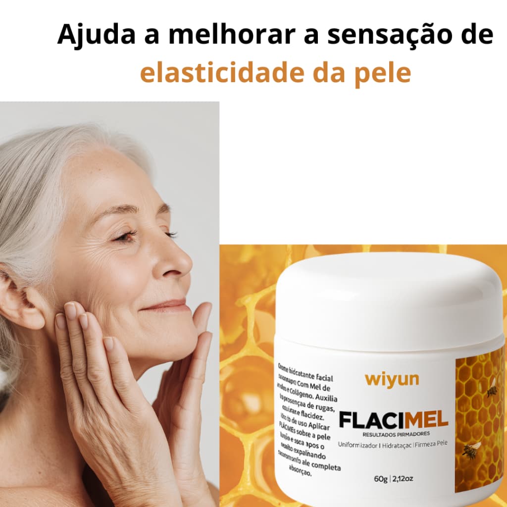 Flacimel Creme Facial Anti-Rugas 60g  Hidratação, Firmeza, Tratamento para Pele Flácida  Cosmético Anti-Idade