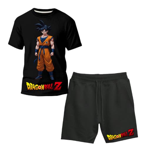 Conjunto Dragon Ball Z Infantil Meninos Camiseta Short Moletom Camiseta 100% ALgodão