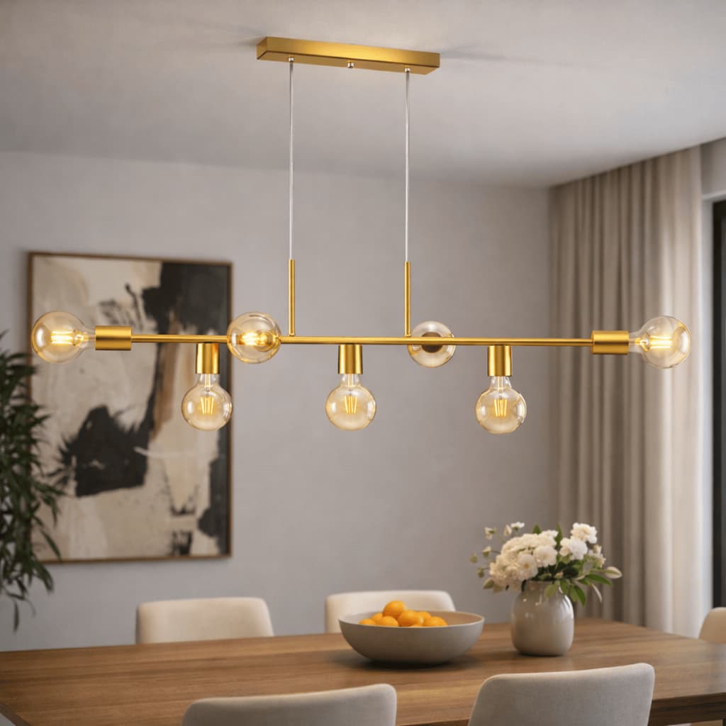 Luminária de Teto Lustre Pendente Ciciliano 7 Lâmpadas para sala salão cozinha e comercio (Estilo Jabuticaba)
