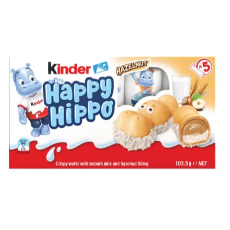 Kinder Happy Hippo Noisette 103g | Chocolate Importado com Avelã | 5 Unidades
