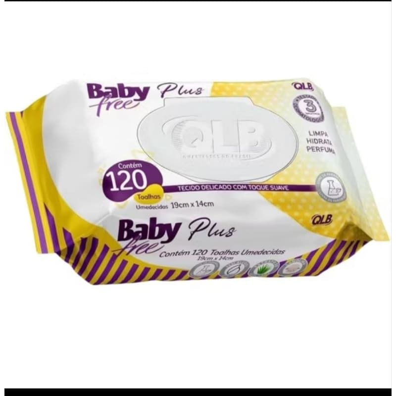KIT 3 LENÇOS UMEDECIDO BABY FREE PLUS 120 UNIDADES