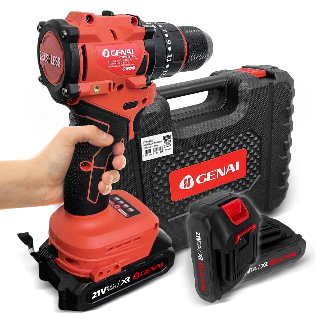 Brushless Furadeira Parafusadeira 3/8" 21V Com Impacto Profissional 1750r/min 65N.M