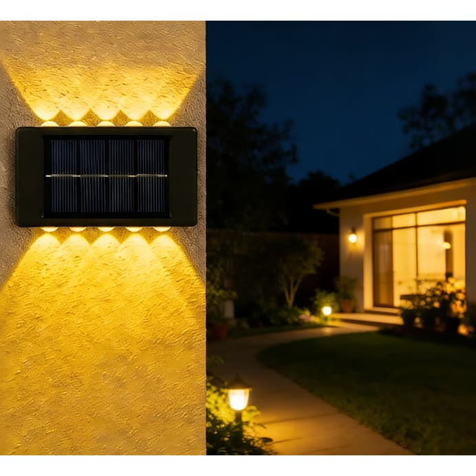 Luminária Arandelas 8/10/12LED Slim Com 2 Focos Luminária Luz Quente Carregamento Solar Luz para área Externa Casa MT097