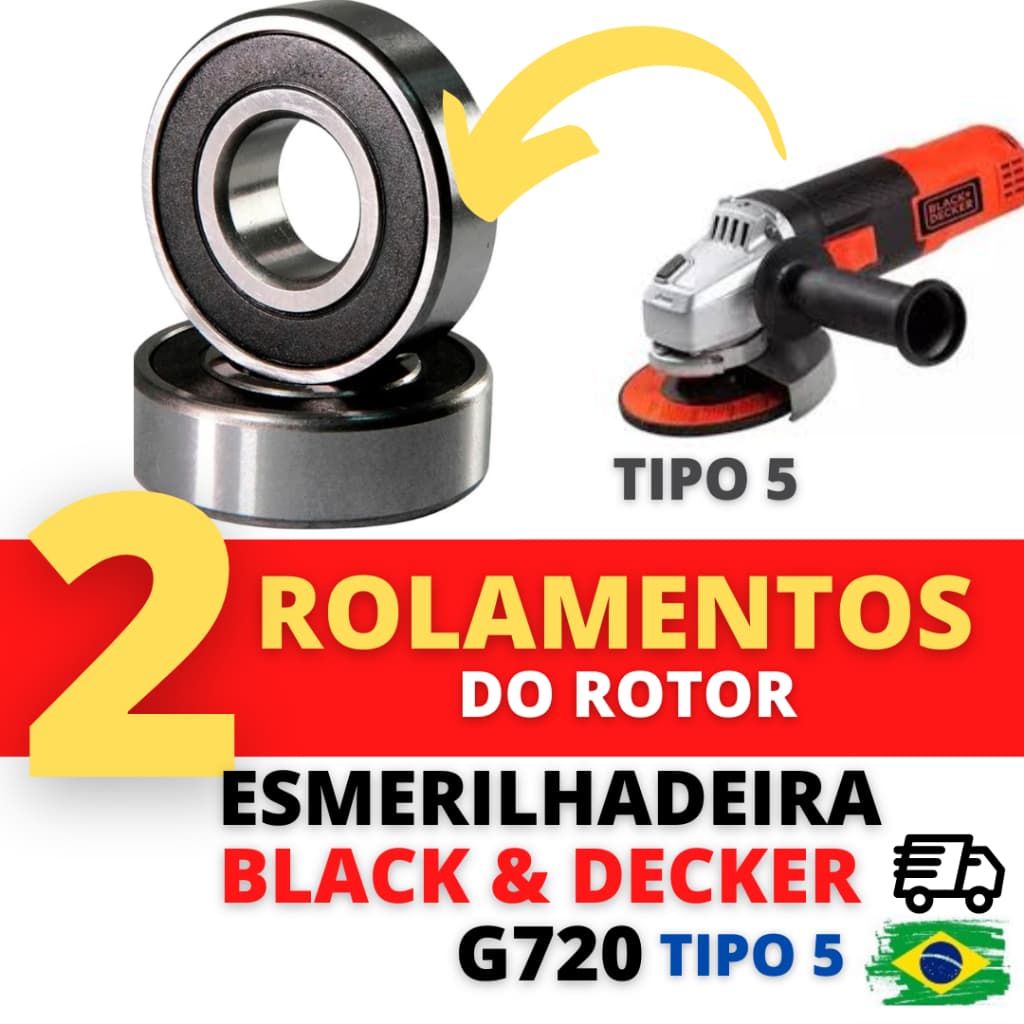 Rolamentos para Esmerilhadeira BD G720 (Tipo 5) 2 Rolamentos do Induzido (T5)