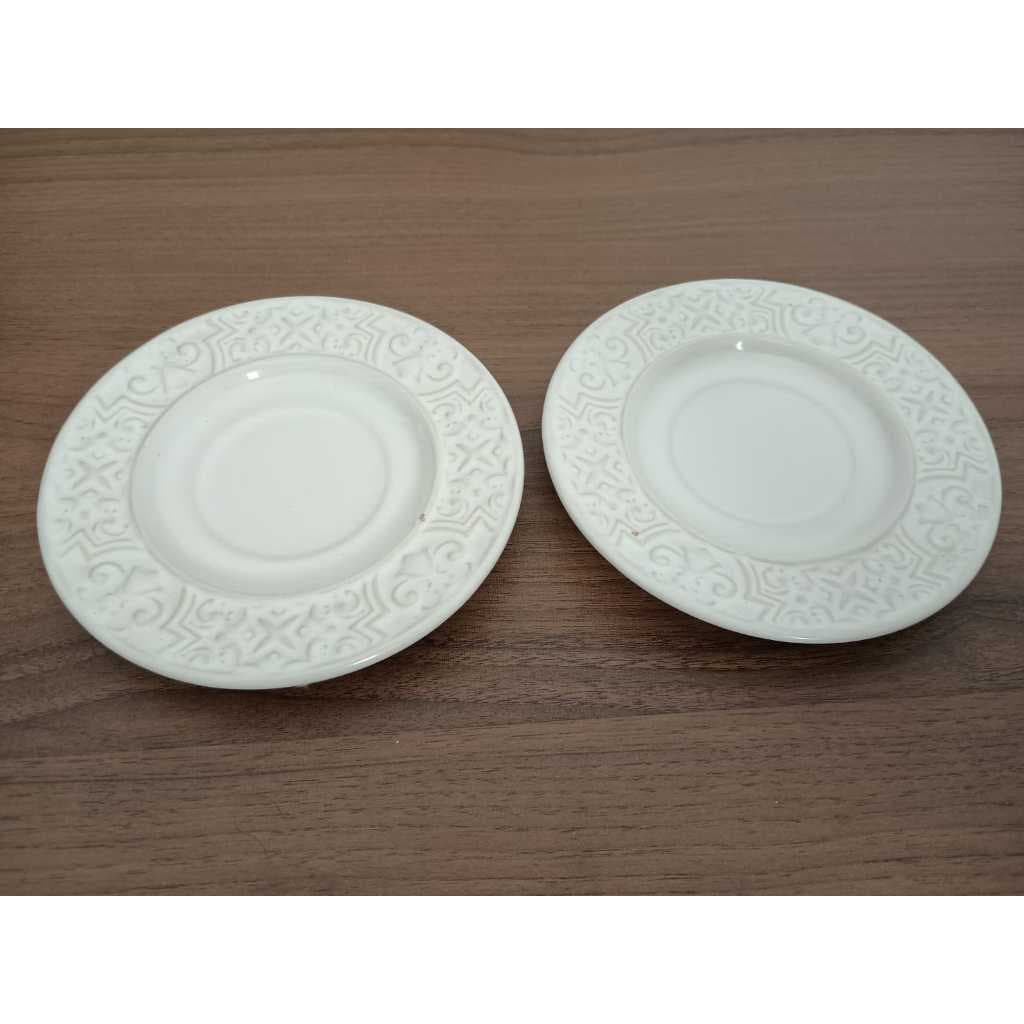 Kit 2 Pires de chá  3ª linha Com Avarias e Defeitos Porto Brasil 15cm  Cerâmica Louças Orgânico Xícara chá