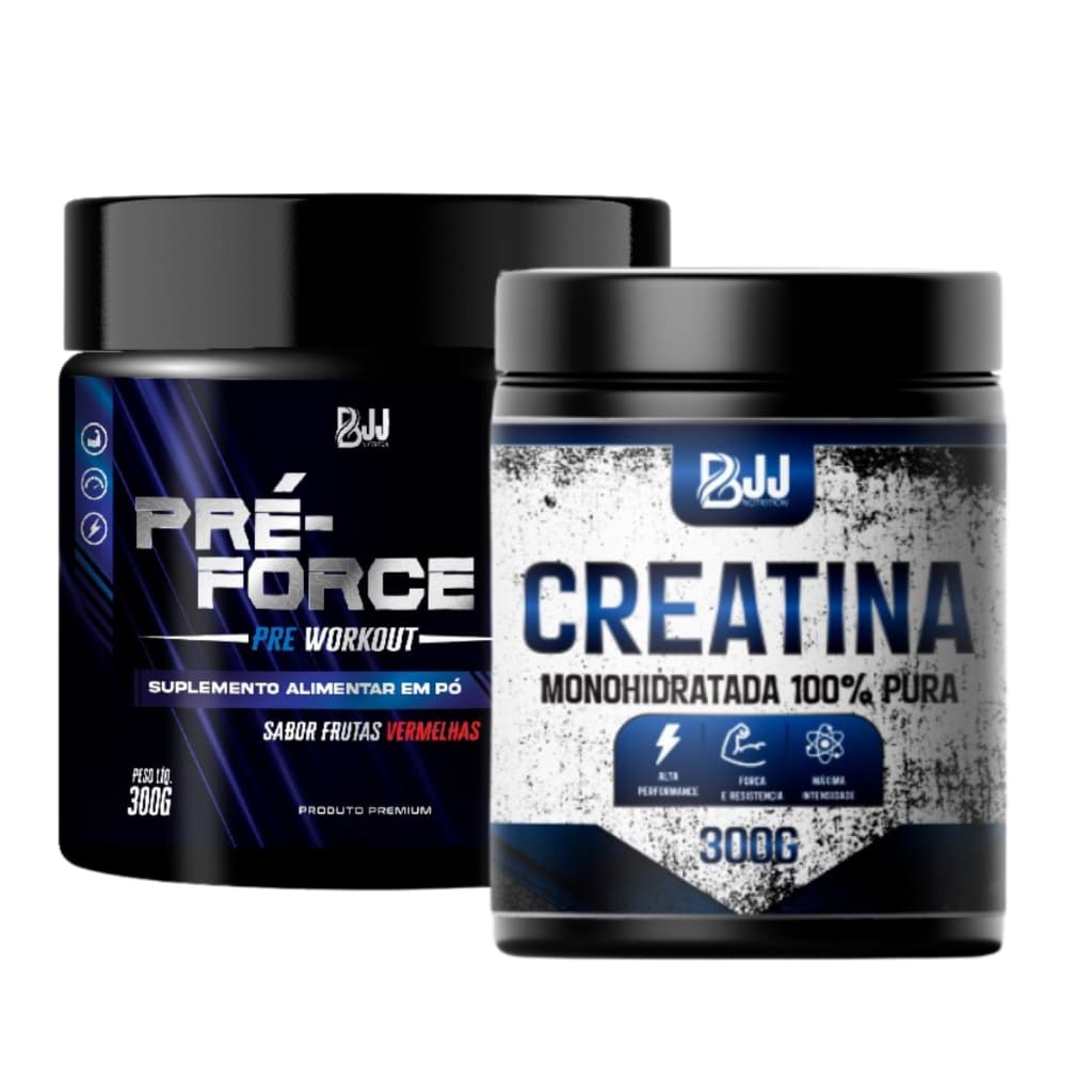 Kit Pré Treino Pré Force 300g + Creatina 100% Pura 300g - Promoção Hoje