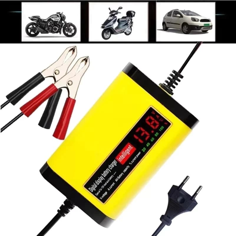 Carregador de Bateria De Carro 12V Carregador Inteligent 2A Carregador De Bateria Automotivo Com Display Digital.