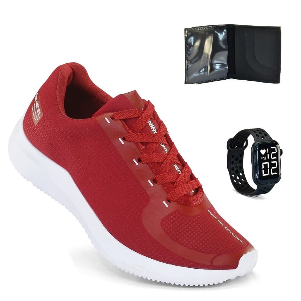 Tênis Masculino Esportivo + Relogio + Carteira Esportivo do Caminhar ao Treinar com máximo de conforto Leveza e estilo.