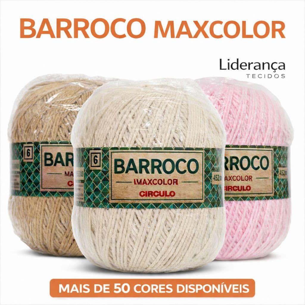 Barbante Barroco MaxColor Nº 6 – 200g Círculo para Crochê, Tricô e Artesanato