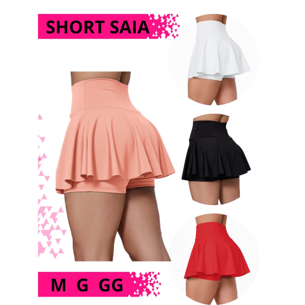 Short Saia Fitness Academia  tecido Suplex Premiun - M G GG -Feminino Estilo Bailarina