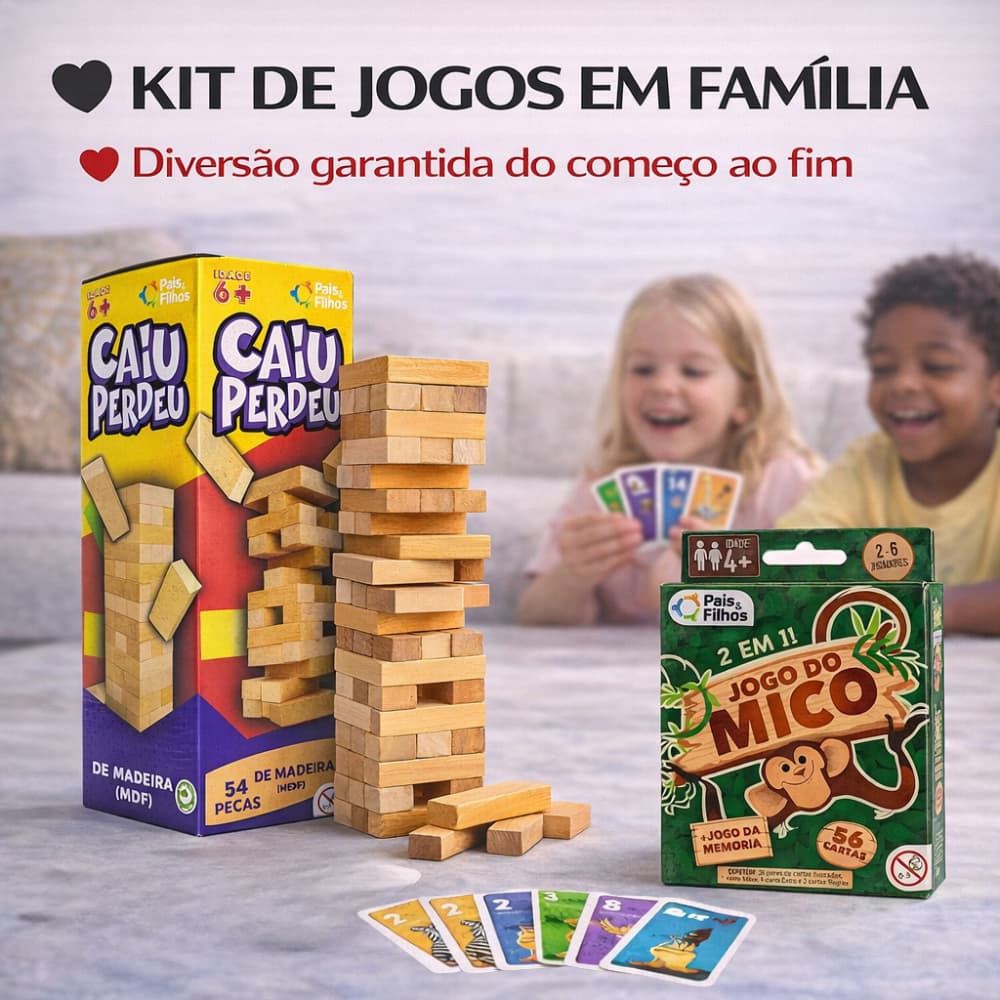 Kit Jogos em Família – Caiu Perdeu Madeira + Jogo do Mico | Diversão Garantida