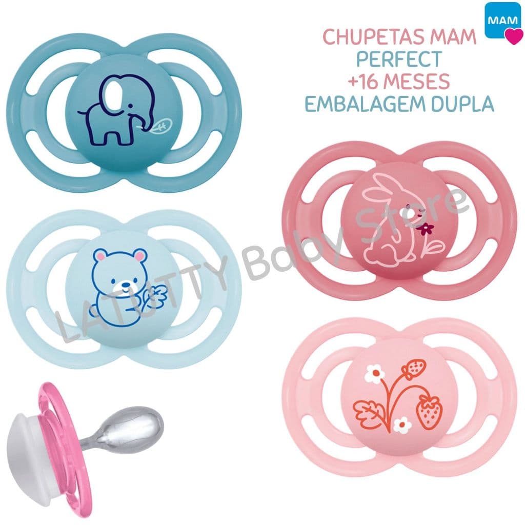 Chupeta MAM Perfect 16+ Embalagem Dupla Bico Silicone Skinsoft Extra Fino Original Chupeta Bebê Menino Menina