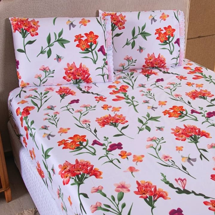 Jogo de Lençol Cama Casal Queen 3 Pçs Macio Premium